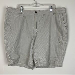 Boden Plus Size Summer Blue White Striped Rolled Hem Shorts